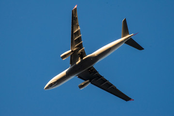 Airplane zoom from below bottom