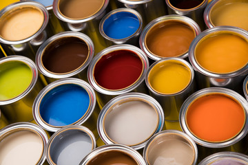 Fototapeta premium Tin metal cans, Painting background