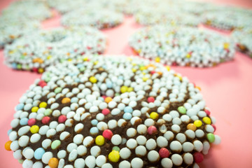 Cookies with colored candy decorations