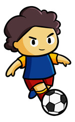 Cute and funny football player with ball - vector