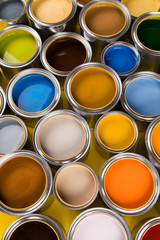 Colours paint can, yellow background