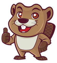 Cartoon mascot of beaver isolated on white background.