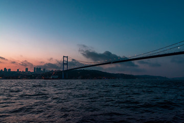 Bosporus Bridge at sunset, Istanbul Turkey.