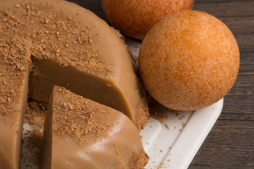 Natilla and bu&ntilde;uelos traditional colombian food.