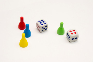 chips and dices on a white background