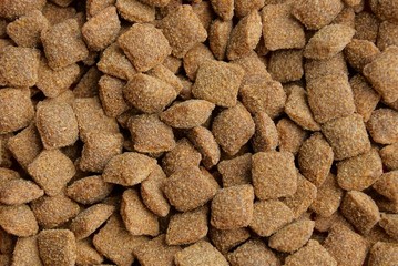 natural brown texture of dry square cat food