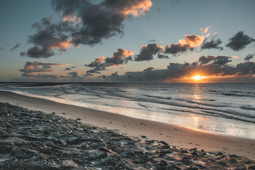 Epic sunset sky panorama of Goeree-Overflakkee, The Netherlands, Brouwersdam 