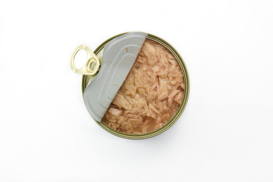 canned tuna isolated on white background