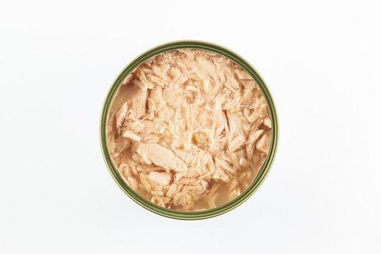 canned tuna isolated on white background
