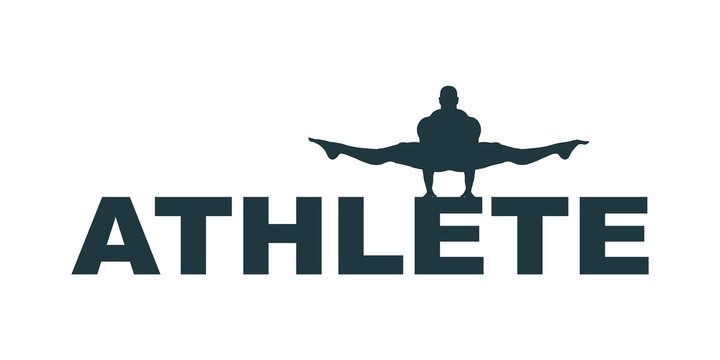 Muscular man silhouette and athlete word. Bodybuilding relative image