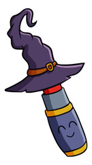 Funny and cute lipstick wearing witch hat for Halloween - vector.