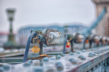 Lamps on the Chain Bridge in Budapest
