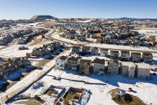 Colorado Housing Construction in Winter Snow