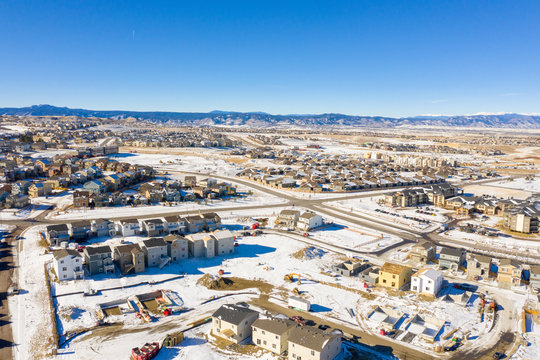 Colorado Urban Sprawl in Winter Snow