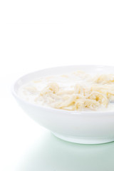 homemade sweet noodles with milk in a plate
