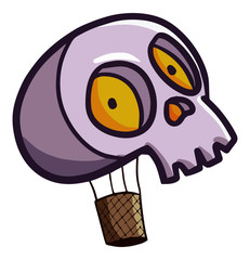 Funny and cute balloon skull flying at Halloween - vector.
