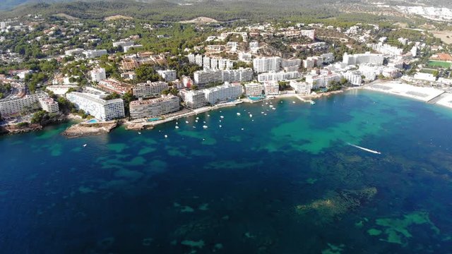 Aerial view, flight over Santa Ponca and the marina, Calvia, Mallorca, Spain