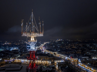 Minsk TV tower with New Year's illumination