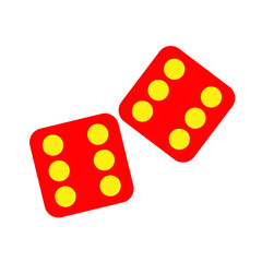 Flat design dice icon, Vector isolated.