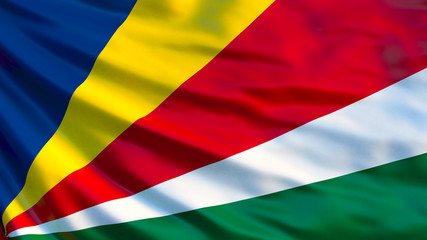 Seychelles flag. Waving flag of Seychelles 3d illustration