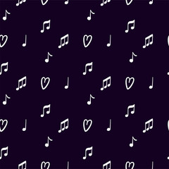Vector seamless pattern for decoration design with music notes on dark background