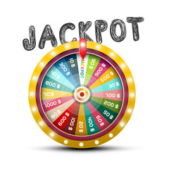 Jackpot Symbol with Wheel of Fortune Vector Design