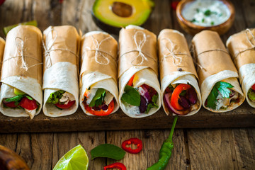 Tortilla wraps with vegetables
