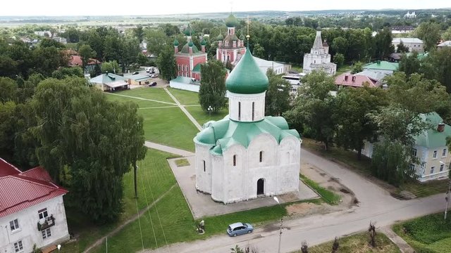 Aerial view of  Spaso-Preobrazhensky cathedral in Pereslavl-Zalessky,  Russia