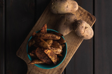 french fries top view dark food papas fritas vista de arriba