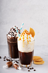 Coffee cocktails with whipped cream