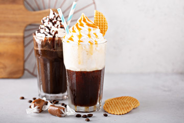 Coffee cocktails with whipped cream