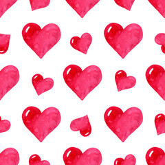 Hand painted watercolor seamless pattern for Valentine's Day, wedding invitation,greeting card.