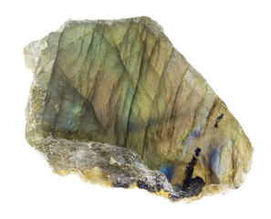 polished labradorite (labrador) stone on white