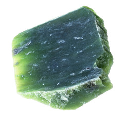 piece of green Nephrite stone on white