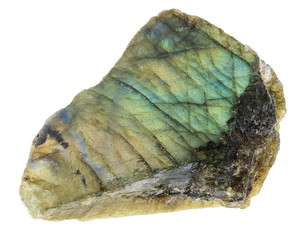 polished labradorite (labrador) rock on white