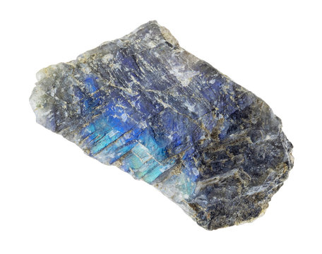rough labradorite (labrador) stone on white