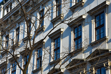 Fototapeta na wymiar Old building facade on Prince Michael Street (Kneza Mihaila or Knez Mihailova). Belgrade, Serbia