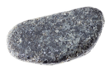 tumbled Peridotite stone with Phlogopite on white