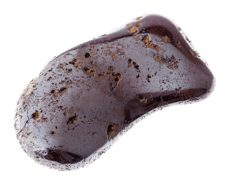 polished hydrogoethite stone on white