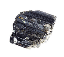 rough black Tourmaline (Schorl) stone on white