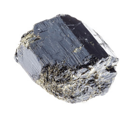 raw black Tourmaline (Schorl) stone on white