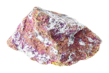 Fototapeta premium raw purple Chalcopyrite (Copper Pyrite) on white