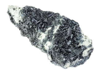 hornblende crystals on raw amphibole rock