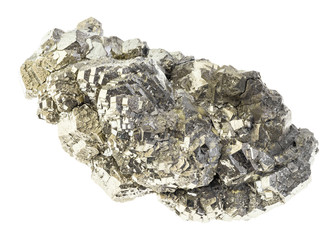 rough Marcasite (white iron pyrite) stone on white