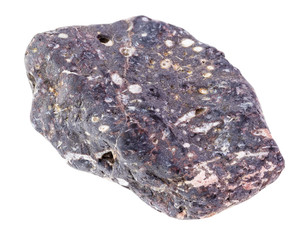 tumbled porous Basalt pebble on white