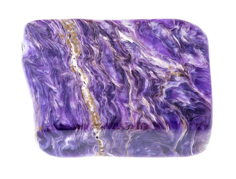 polished charoite (charoitite) stone on white