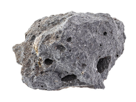 rough gray Basalt stone on white