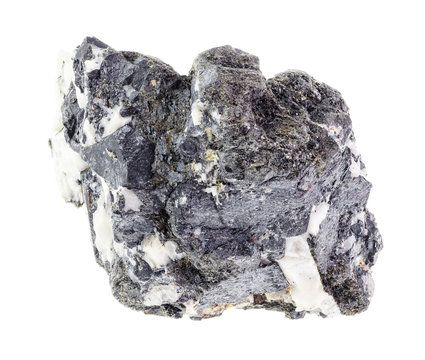 raw knopite stone (variety of perovskite) on white