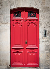 Solid wooden Front Door on old building in rural France