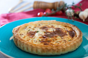 Quiche Lorraine with smoked bacon